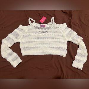 NWT Edikted Textured Knit Open Shoulder Sweater